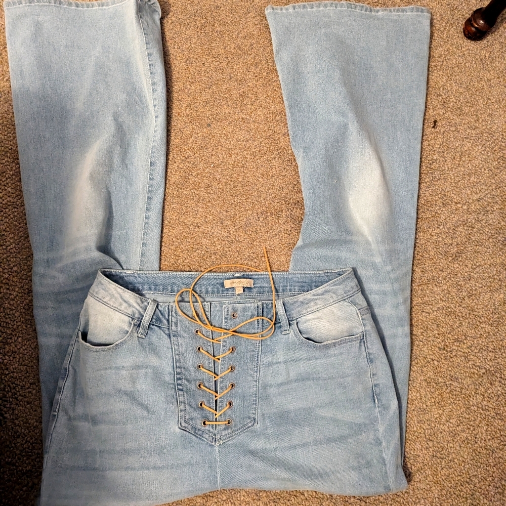 Waverly Lace Up front stretch jeans